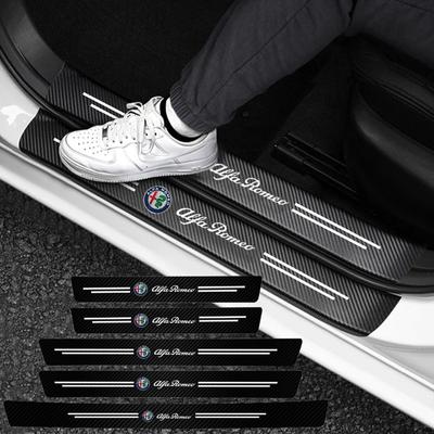 5 шт. Для 159 4C GT Giulia Giulietta 156 Tonale Mito 147 Кожаный Защитник Порога Двери Автомобиля Полоска Порога из Углеродного Волокна