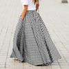 Женская макси-юбка в клетку с талией и карманами, юбка-трапеция с принтом, эластичная юбка в стиле ретро с высоким и большим подолом, уличная одежда