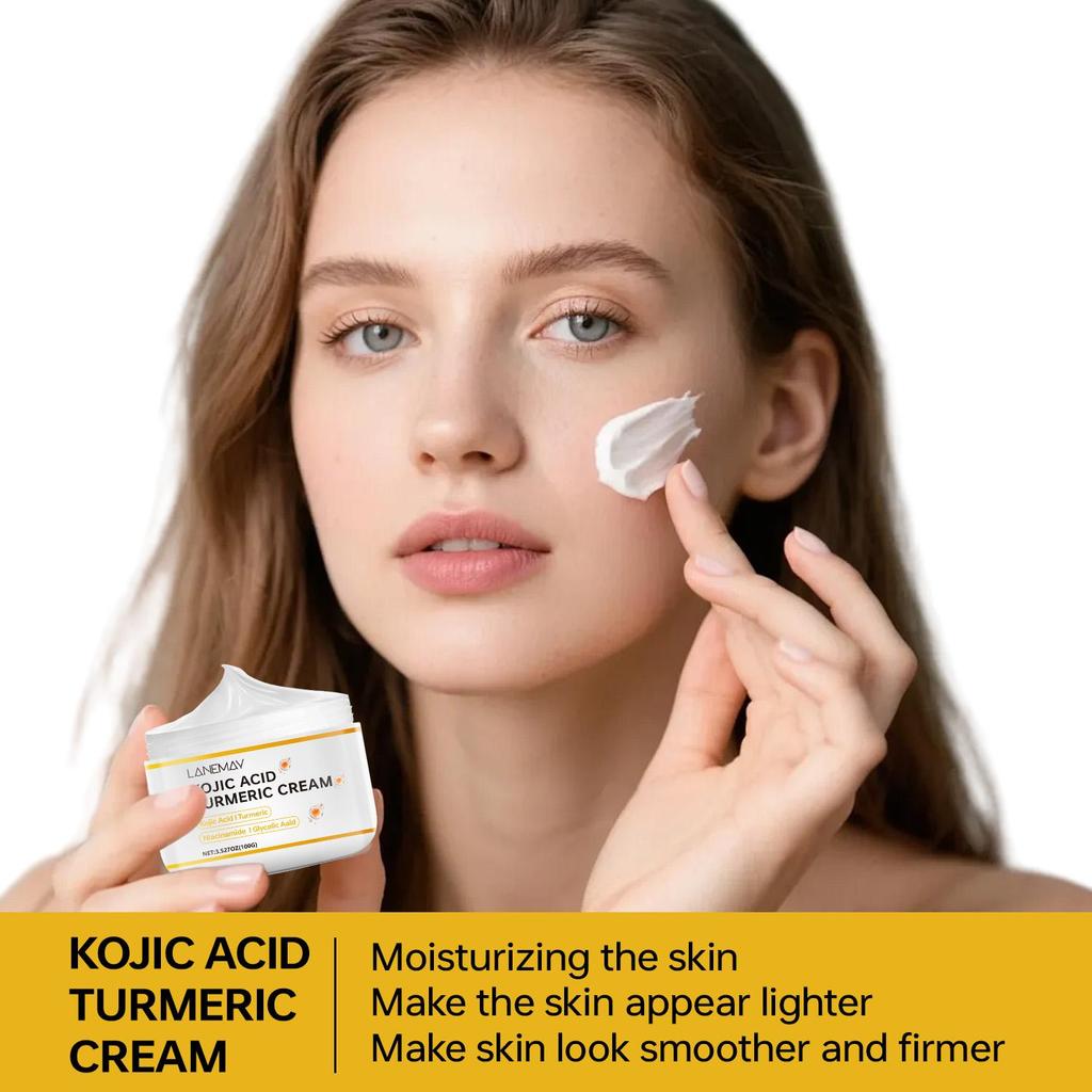 Kojic Acid Turmeric Cream-Make The Skin Appear Lighter-Make Skin Look Smoother And Firmer-Suitable For All Skin Types, 100ml