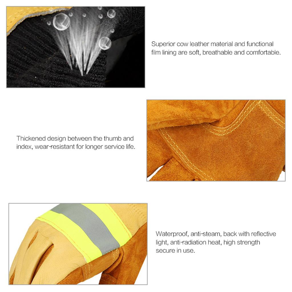 Пара перчаток из коровьей кожи, огнестойкие, термостойкие, длинные защитные перчатки
