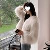 Женский короткий пушистый приталенный пальто из искусственного лисьего меха Осень/Зима 2025 - Корейская мода