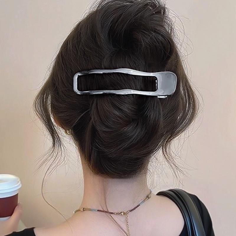 Hollow Rectangle Durable Metal Hair Claw Clips Non-Slip Duckbill Strong Hold Clips for Girls Thick Hair School