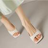 Fashion 2025 Summer Women's Modern Sandals Outdoor Concise Square Toe Thin Heels Slip On Sandals Fashion Daily Dress Party Shoes Zapatos