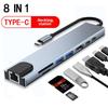 8 In 1 USB C Hub Type C To HDMI Adapter with Ethernet USB Ports Multiport Dock for Laptop MacBook