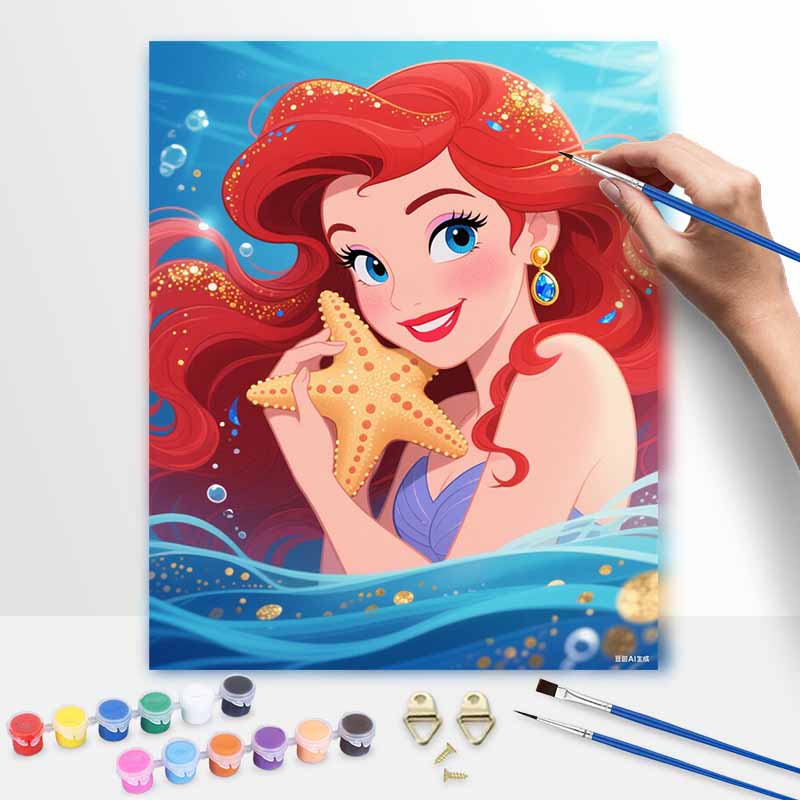 Disney Цифровая картина маслом русалка художественная картина ручная работа DIY домашние украшения