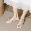 Fashion 2025 Transparent Square Heel Sandals for Women Rhinestone Flowers Thick Heeled Sandals Mujer Silver Square Toe Party Shoes Woman