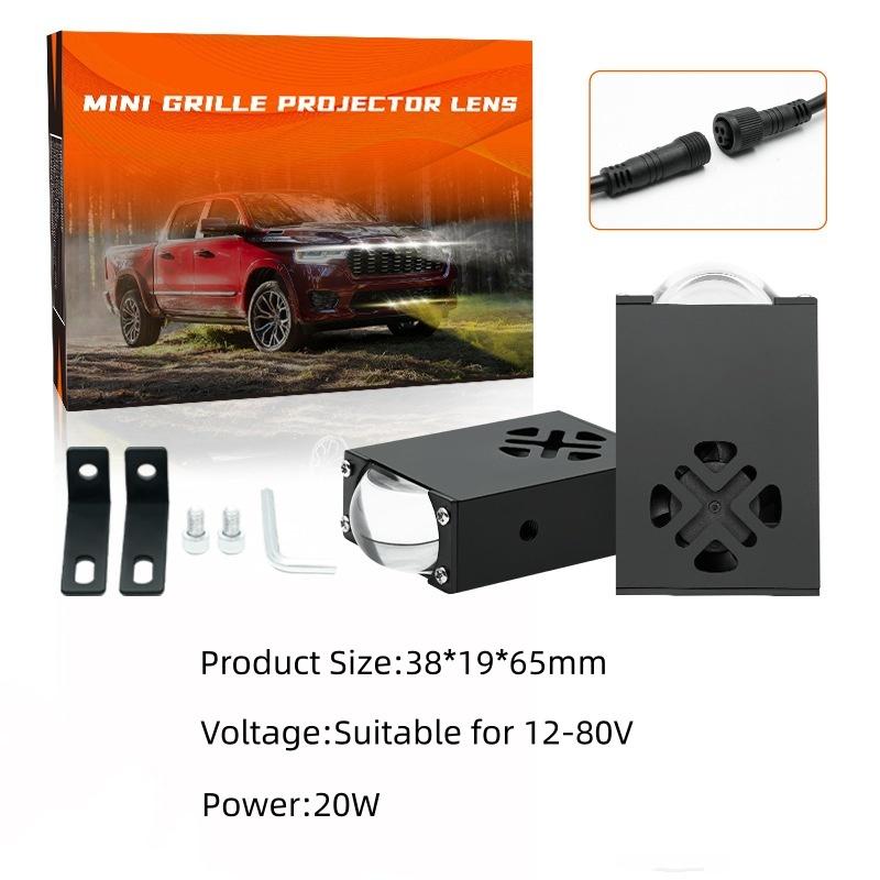 Car Grille Lights with Hidden Mini Matrix Laser Headlights and Grille Lights LED Grille Light Dual Color Projector Lamp 12-80V