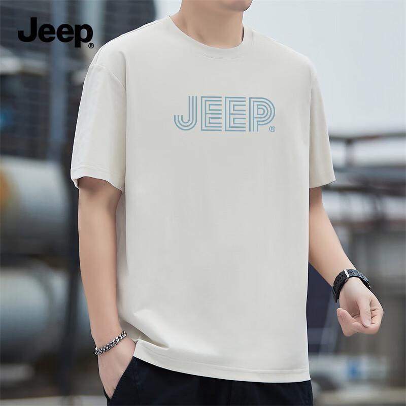 Jeep Мужская повседневная футболка с коротким рукавом из чистого хлопка