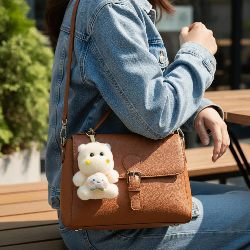 Stuffed Animal Hippos Plush Keychain PP Cotton Purple Hippos Plush Toy  Backpack Decoration
