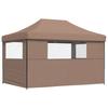 Foldable Pop Up Party Tent with 3 Side Panels Brown
