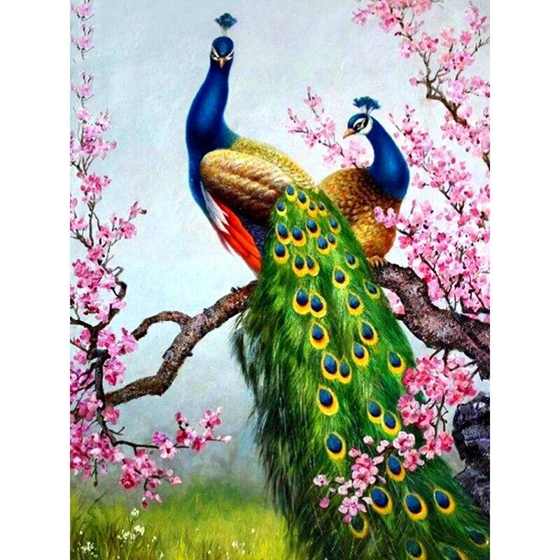 5d Diy Peacock Diamond Painting Full Round Drill Mosaic Diamont Embroidery Animal Cross Stitch Home Decor Christmas Gift