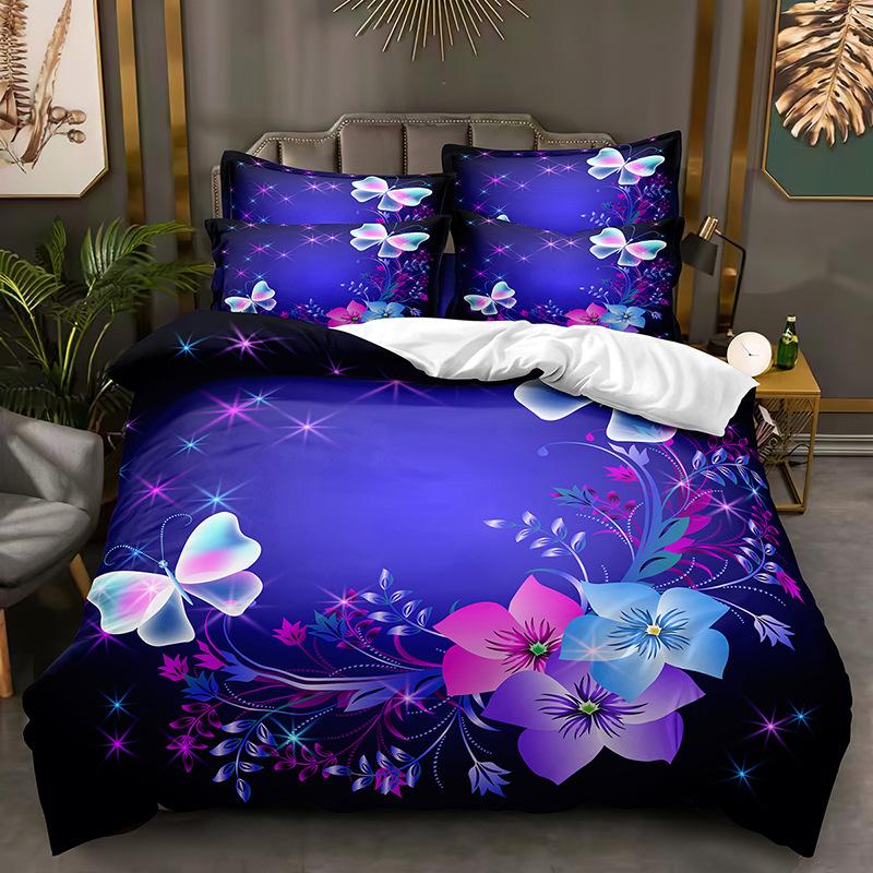 Красочный комплект постельного белья с бабочками, сверкающий 3D пододеяльник DE/AU/EU, полноразмерный роскошный женский пододеяльник