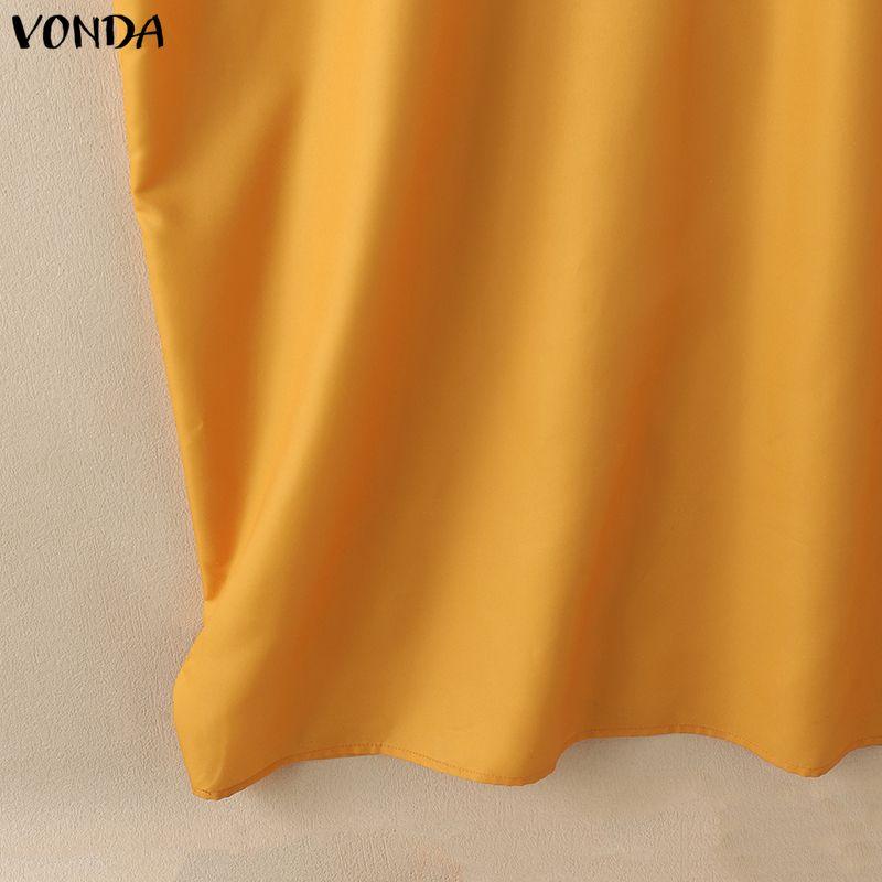 VONDA Женское повседневное макси-платье-халат с рюшами, 3/4 рукавом, с принтом, свободное, неэластичное