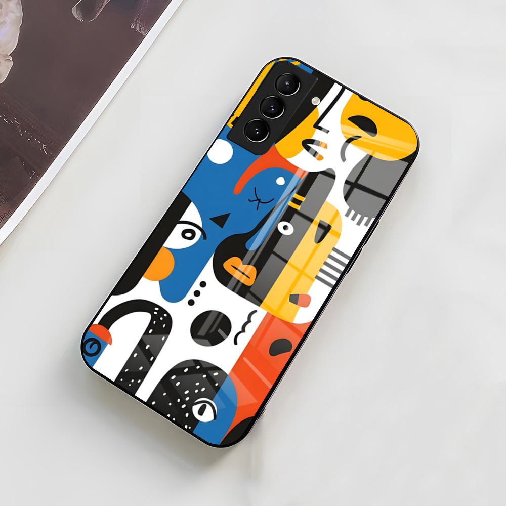 Абстрактный чехол для телефона в стиле Пикассо для Samsung A56 A36 A26 A16 A15 A25 A35 A55 A14 A34 A24 A54 Стеклянный чехол