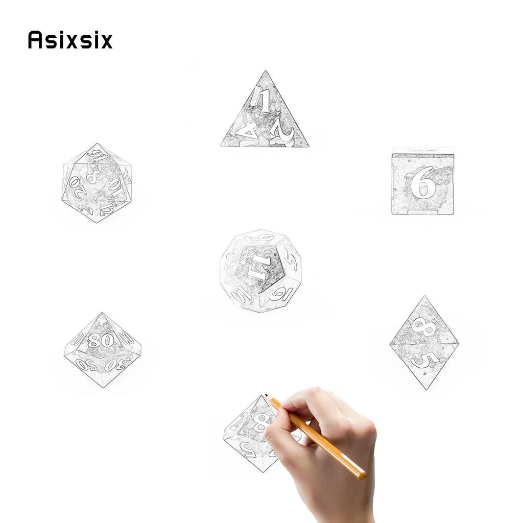 7 Pcs Red Resin Golden Number Sharp Edge Dice Polyhedral Dice Suitable for Role-Playing RPG Board Game