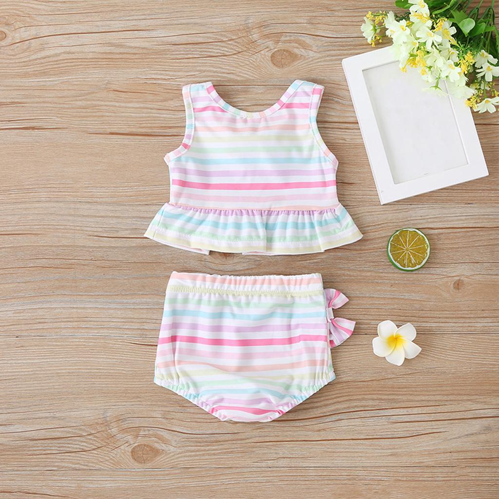 Купальник с принтом для девочек, детский разделенный купальник