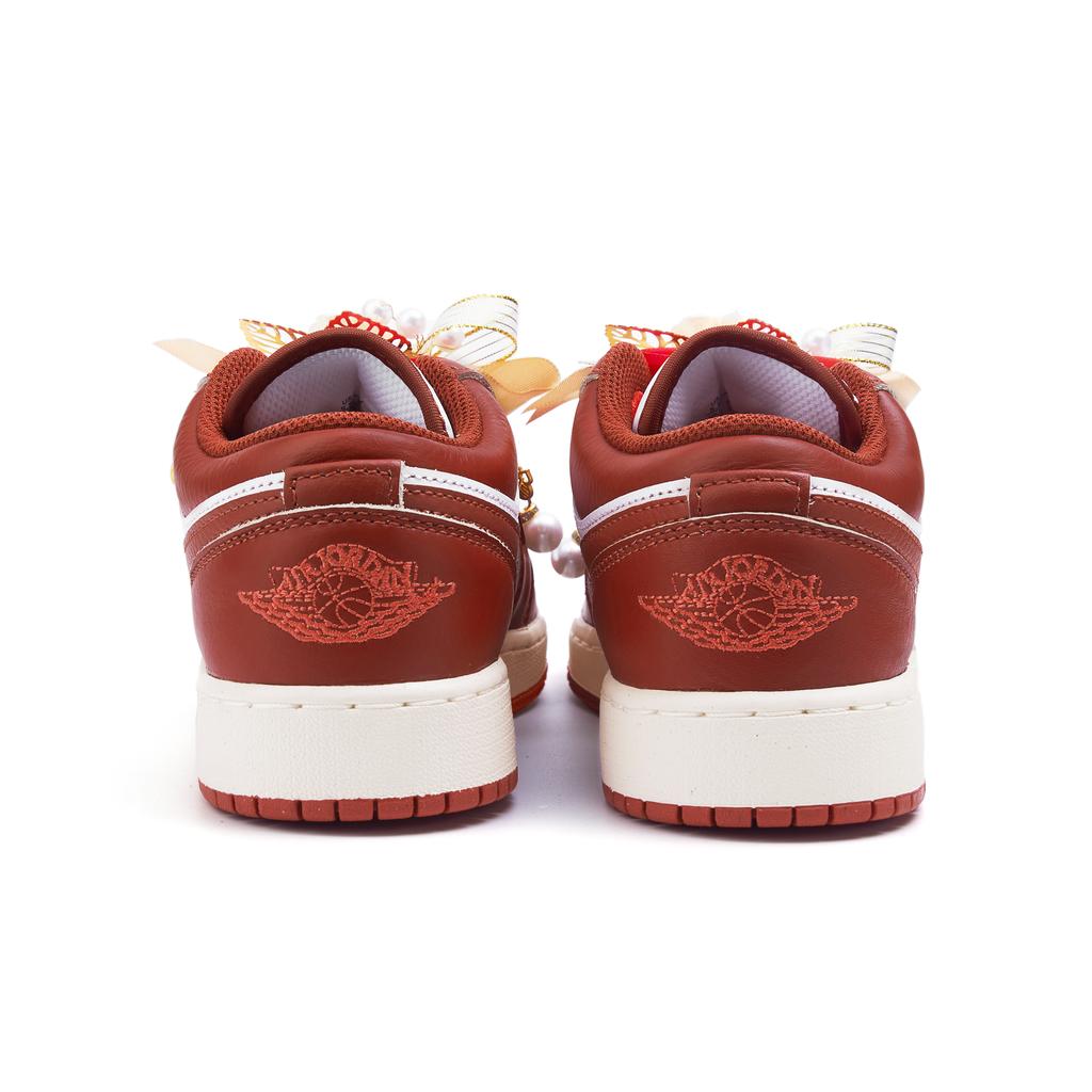 Jordan Air Jordan 1 Низкие Винтажные Баскетбольные Кроссовки с Устойчивой к Скольжению и Износу Подошвой Женские Красные FJ3465-160(Команда746-)