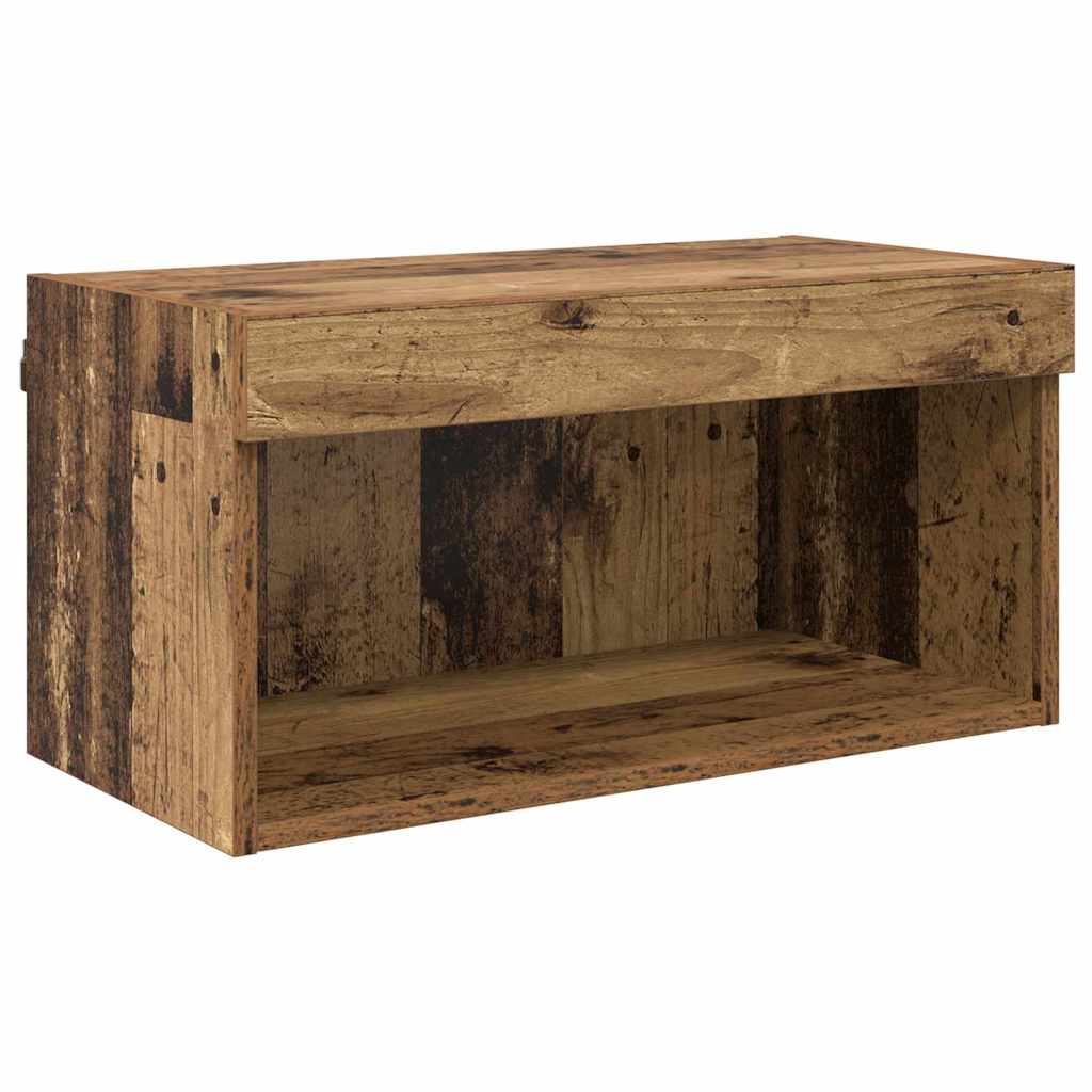 TV Wall Unit with LED 6 pcs Reclaimed Wood Composite