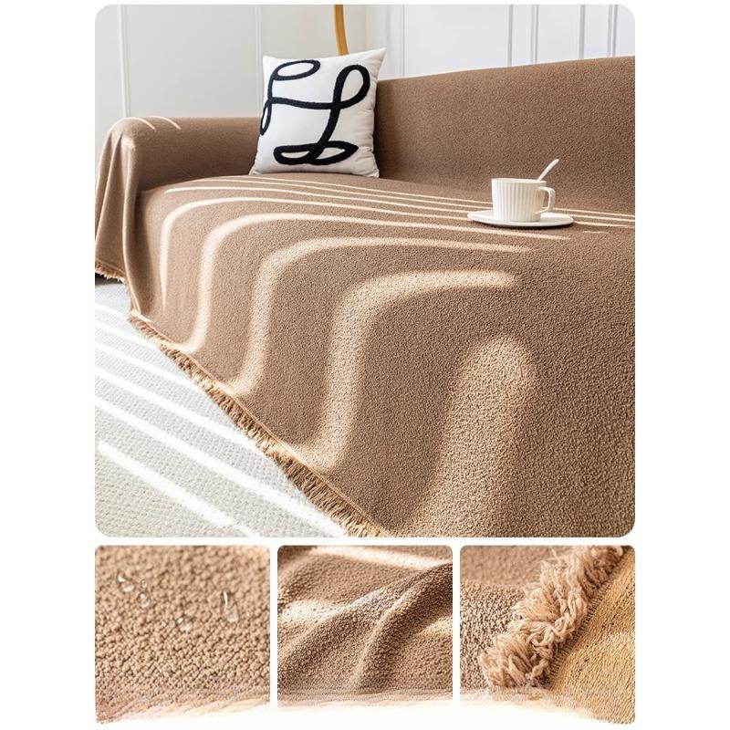 Плюшевый водонепроницаемый чехол для дивана Тедди, универсальный нескользящий чехол для дивана на четыре сезона, ткань с защитой от царапин, пылезащитный чехол