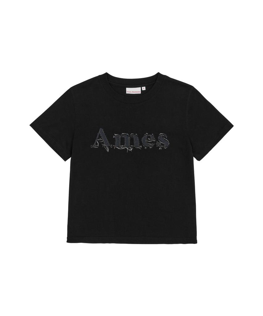 AMES-WORLDWIDE Базовая джинсовая футболка с аппликацией логотипа Черная (Am2Emut514A)