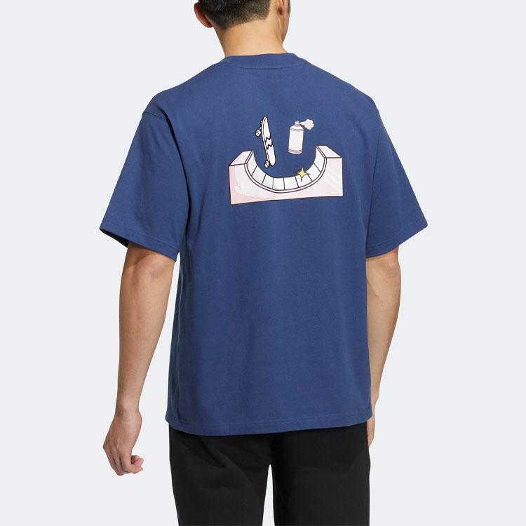 adidas Футболка с коротким рукавом Originals Letter Print Sports унисекс футболки синего цвета H49560