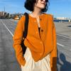 Осенне-зимний кардиган свитер с круглым вырезом однотонный женский повседневный модный винтажный вязаный жакет топ