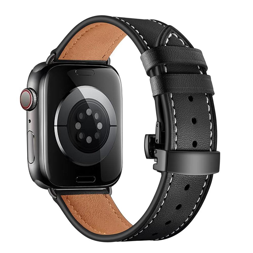 Ремешок из натуральной кожи для Apple Watch 46мм 45мм Ultra2 49мм 44мм 40 41 42мм браслет correa iWatch series 10 8 7 9 SE 6 5