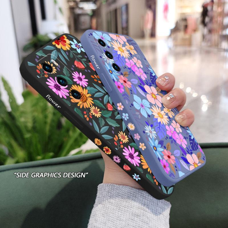 Яркий Цветочный Чехол для Телефона Huawei P40 P50 P30 P20 Pro Lite Nova 5t Y7A Mate 40 30 20 Pro Lite Жидкий Силиконовый Чехол