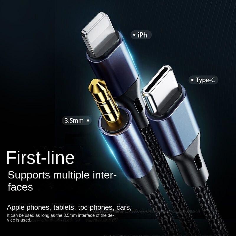 Aux аудиокабель «три в одном», многофункциональный автомобильный аудиокабель Apple Type-C, разъем 3,5 мм
