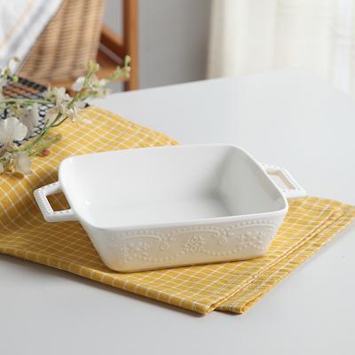 8inch, color embossed porcelain baking tray, ceramic oven tray, baking dish, bbq plate, buffet serving nordic pasta, salad plate
