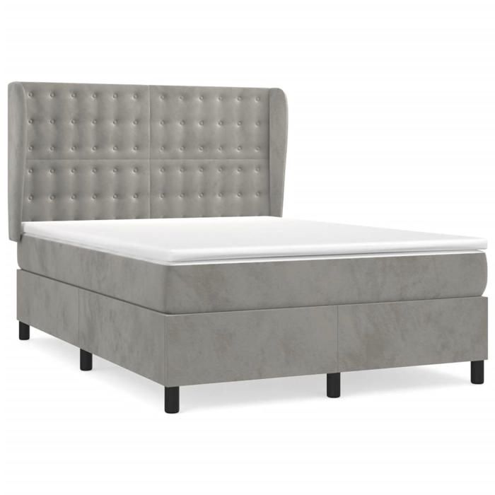 Maison Exclusive - Sommier à lattes de lit et matelas Gris clair 140x190cm Velours