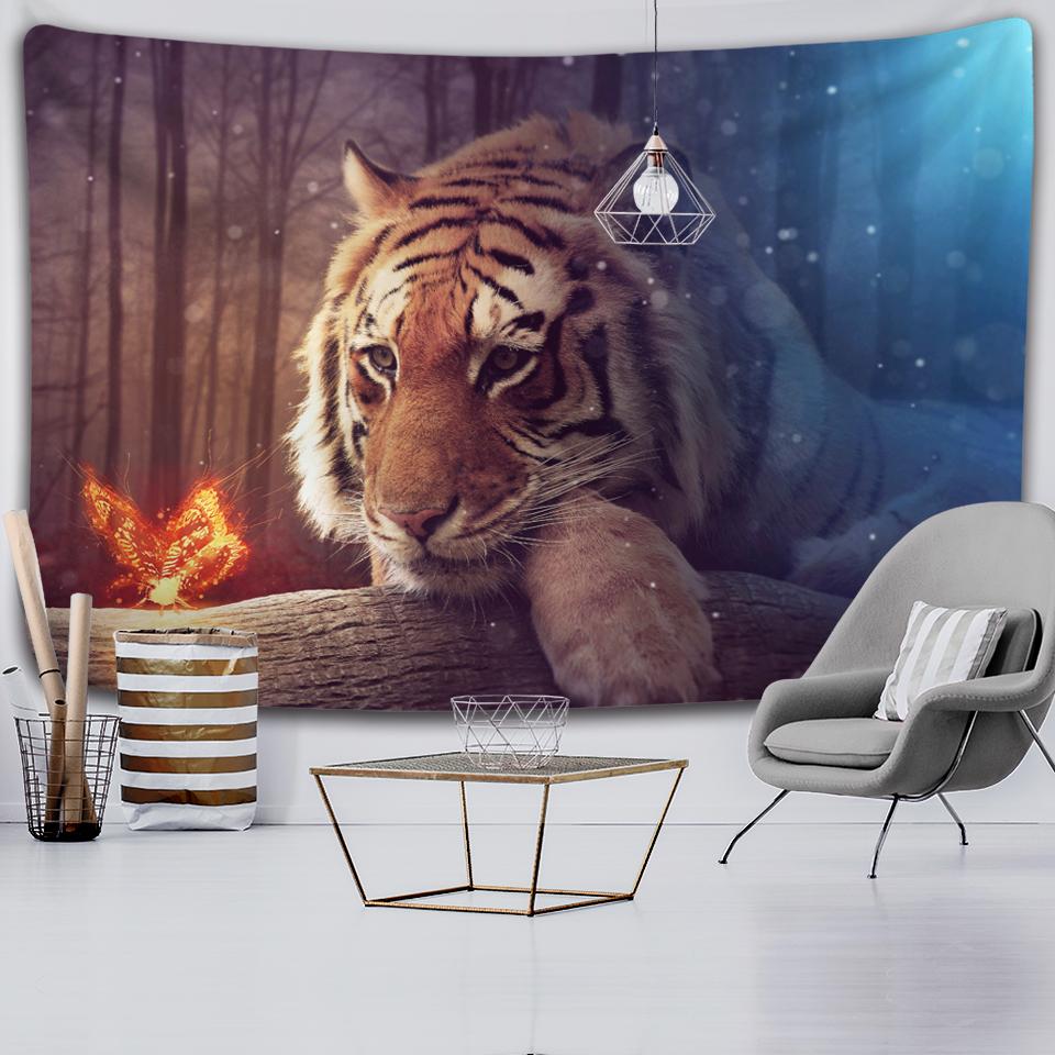 Home Decoration Filled Tiger Pattern Printing Polyester Fiping Wall Suspension Room Background Tapiz