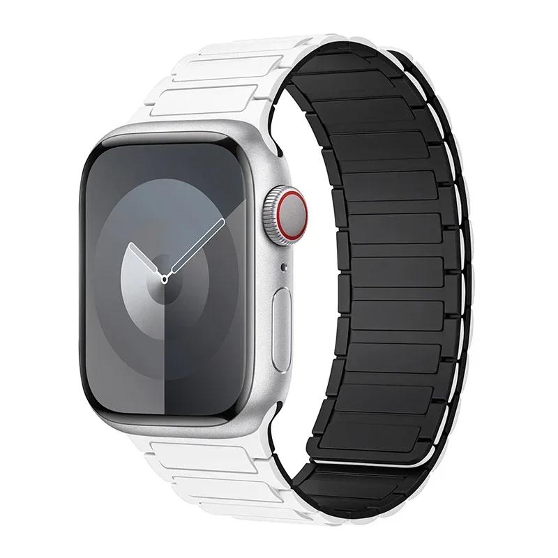 Магнитная петля для ремешков Apple Watch 44 мм, 40 мм, 49 мм, 45 мм, 41 мм, 38 мм, силиконовый браслет iWatch Series 9, 8, 7, 6, 5, 4, 3 Se ultra 2, ремешок