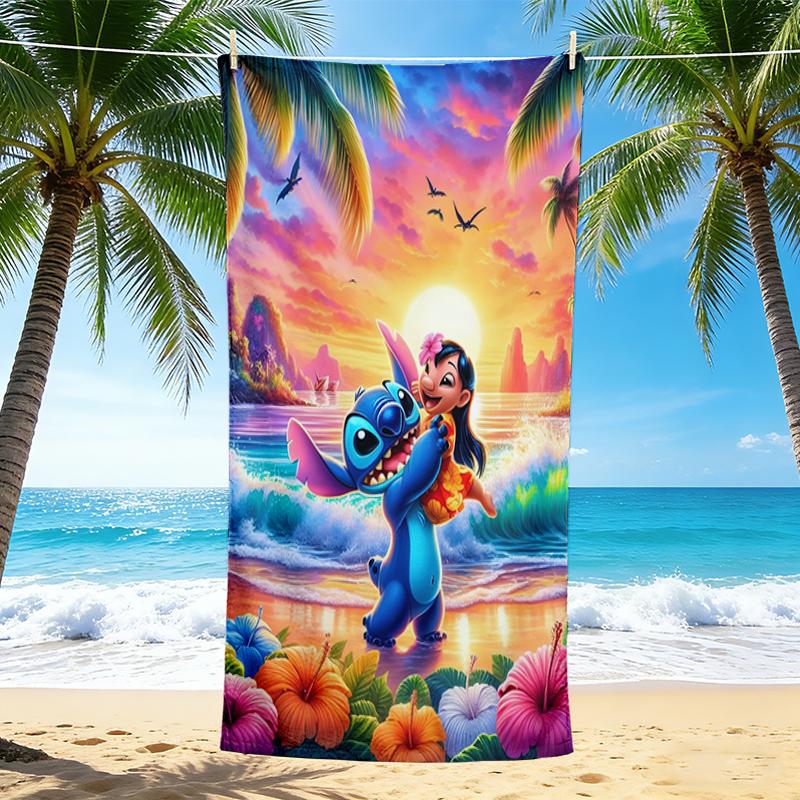 1Pc Lilo Stitch Adventure Beach Towel, Quick Dry, Multi-Use for Beach Pool Gym Yoga Home Travel, Christmas, Halloween, Xmas Gift S929244