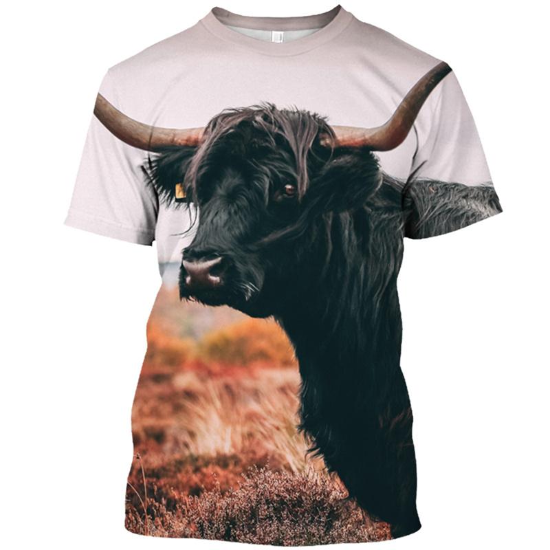Летние футболки с 3D-принтом 'Бычьи бои' Streetwear Мужская мода Повседневные Оверсайз С круглым вырезом С коротким рукавом Футболки Топы Одежда