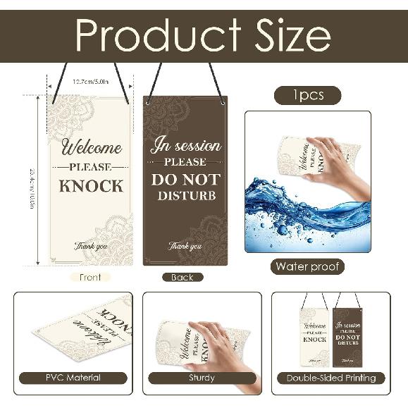 Do Not Disturb Door Hanger Sign - Welcom Please Do Not Disturb Sign for Office Reversible Double Sided In Session Door Signs for Office Business