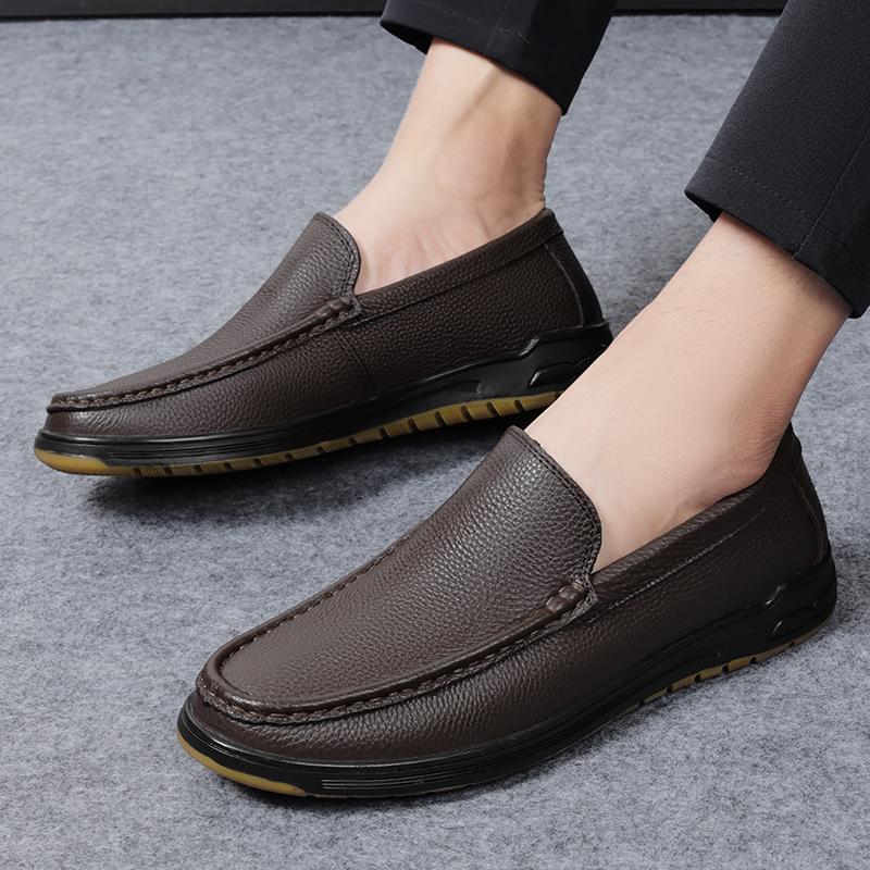 Модные повседневные мужские мокасины без застежек из натуральной кожи, роскошные брендовые формальные мокасины без застежек, мокасины итальянские черные мужские туфли для вождения на плоской подошве