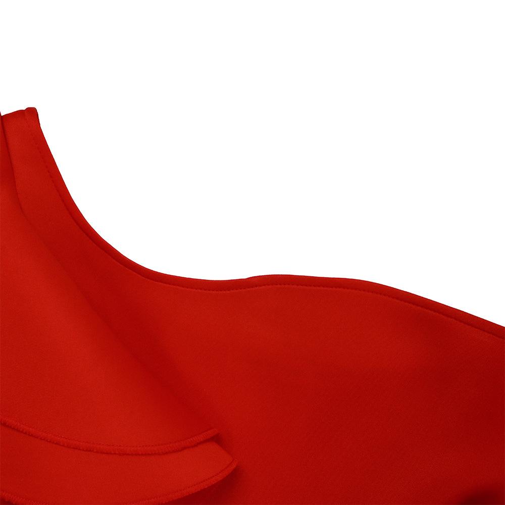 Женское летнее модное платье большого размера с рюшами и одним рукавом, женское элегантное цельное однотонное платье