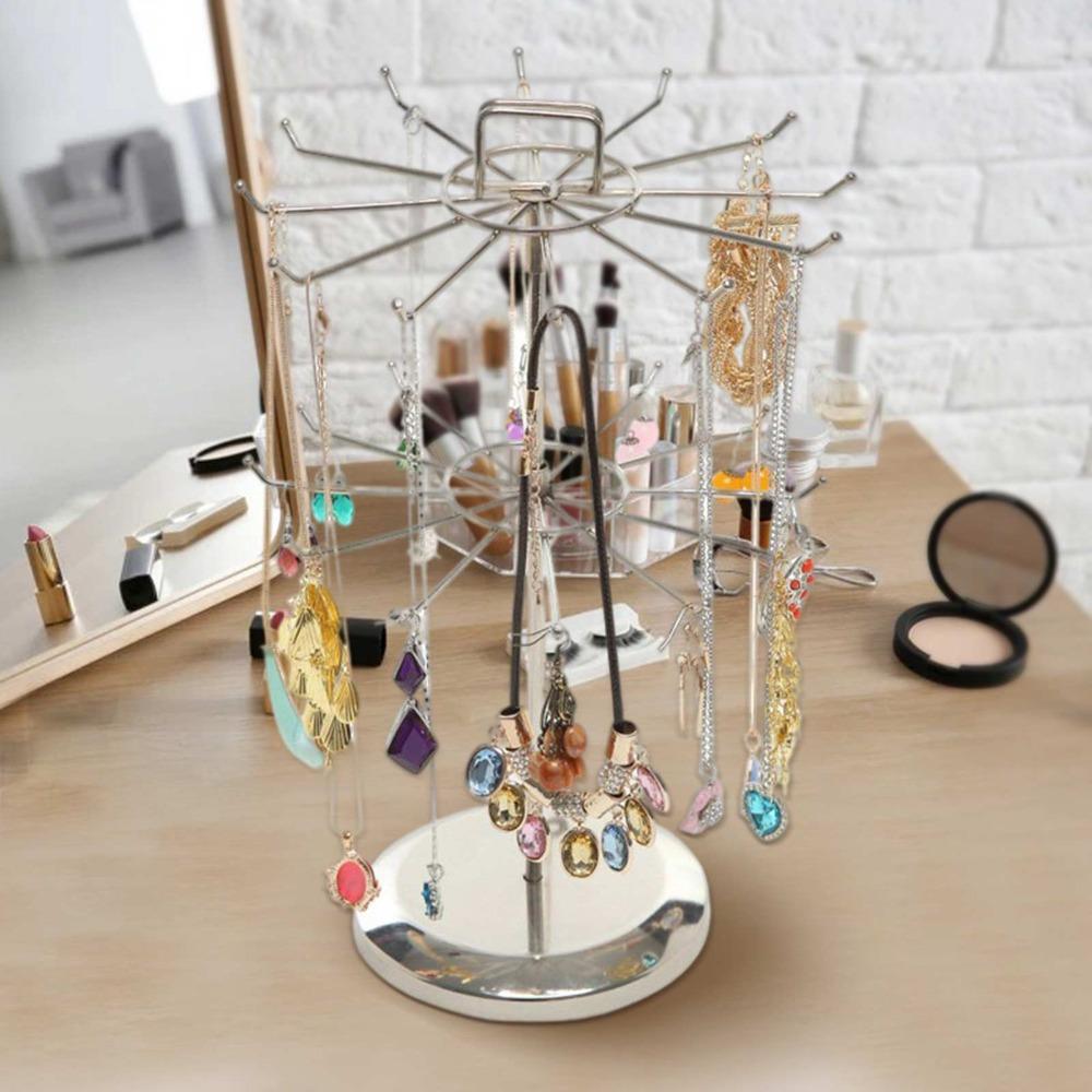 2-Tier Design Rotating Jewelry Holder Iron Material Two Tier Jewelry Rack For Earrings