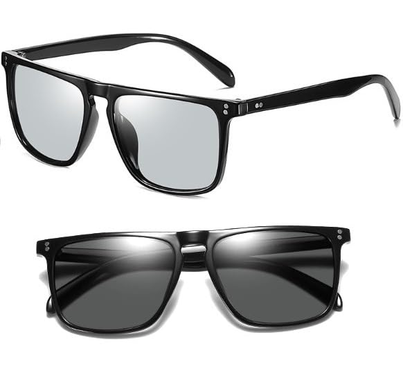 REONAS BRAND3 Поляризованные Фотохромные Веллингтоны УФ для и Активного Отдыха + Солнцезащитные очки, Стиль, Защита, Вождение, Рыбалка, Гольф, (черный)