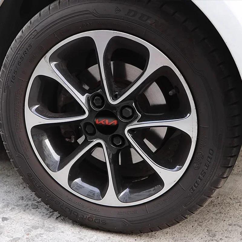 QZGF3 4Pcs 56MM Wheel Center Hub Cap Sticker Rim Cover For Kia EV6 Sorento Niro Stinger Ceed Carnival K5 K9 Soul Carens etc