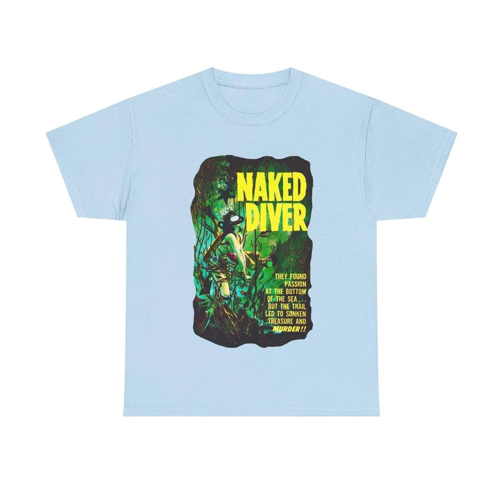 Naked Diver T-shirt Tops Tees Unisex Diving Gift Retro Tee Pulp Vintage Nude SCUBA 60s Adventure