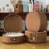 Round Gift Packaging Box Woven Handheld Suitcase Practical Storage Basket  Sundries Organizer