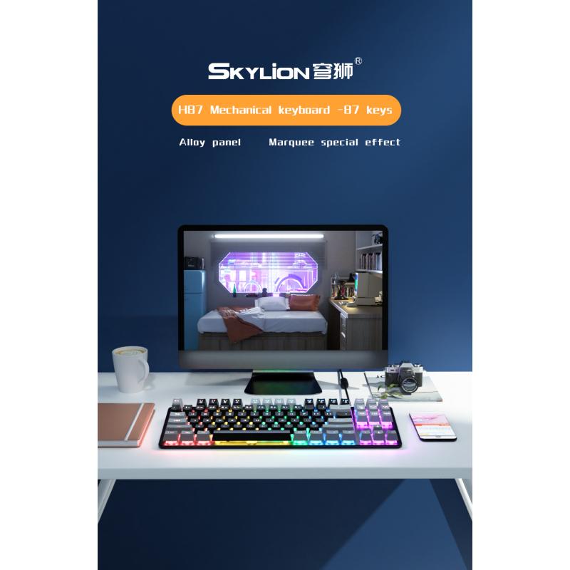 H87 настоящая механическая 87-клавишная зеленая ось, проводная клавиатура, компьютер, ноутбук, внешние офисные электронные игры, 9 видов RGB-подсветки