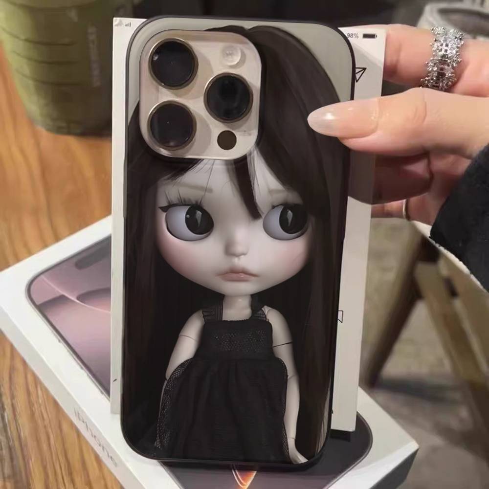 Темная милая кукла Арт для IPhone 16 15 14 13 12 11 17 Pro Max Plus Волна Гофрированный чехол для телефона Защитный от падения