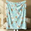 Sanrio Lovely Hello Kitty Plush Flannel Blanket Blue & White Stripe Lightweight Throw Bed Sofa Cover School Office Nap Shawl