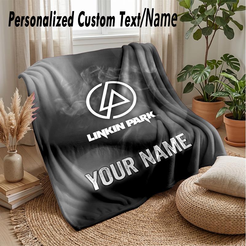Linkin Park Custom Flannel Throw Blanket Print Your Name Text Soft Warm Blanket Holiday Present