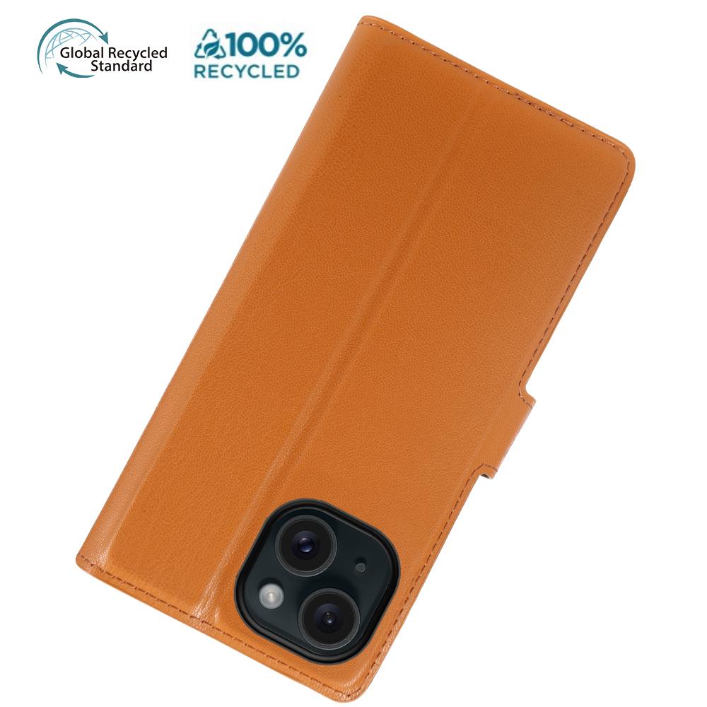 For iPhone 15 Stand Case Biobased Eco-Friendly RPET RPVB Slim Phone Cover with Wallet