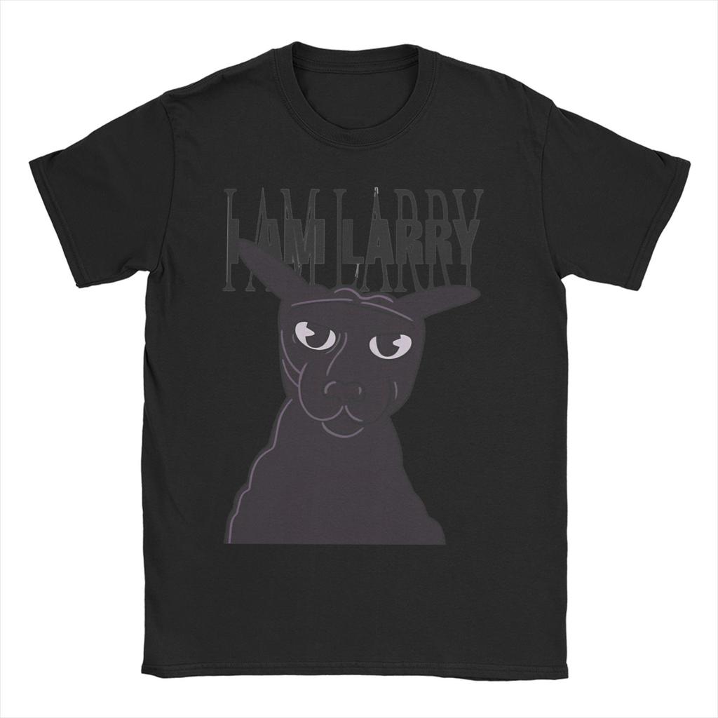 Men TShirts Evil Larry Cat Vintage Pure Cotton Tee Shirt Short Sleeve Dank Brainrot Meme T Shirt Round Collar Plus Size