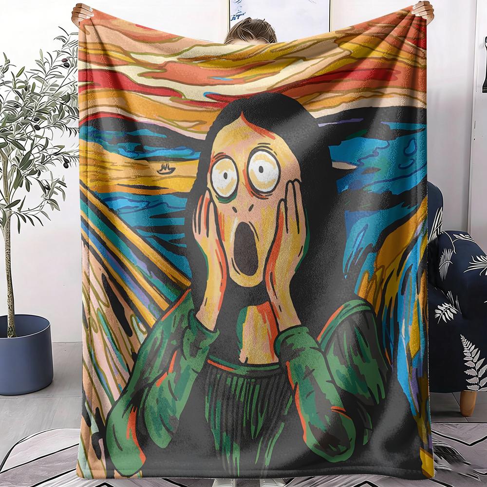 The Scream Painting Throw Soft Flannel AC Blanket Lightweight Summer Nap Throw Cozy Blanket for Sofa Bed Travel Home